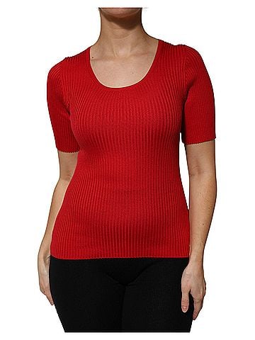 Dolce & Gabbana Basic Red Round Neck Short Sleeves Pullover Women's Top (view 1)