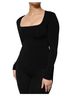 Dolce & Gabbana Basic 100% Rayon Solid Black Black Square Neck Long Sleeves Pullover Women's Top Size XXS - photo 2