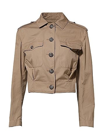 Dolce & Gabbana Basic Beige Cotton Button Up Fitted Cropped Women's Jacket (view 1)