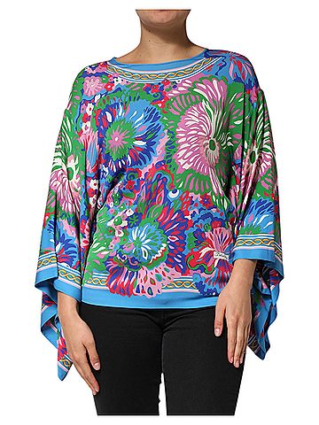 Dolce & Gabbana Basic Multicolor Floral Print Silk Tunic Blouse Women's Top (view 1)