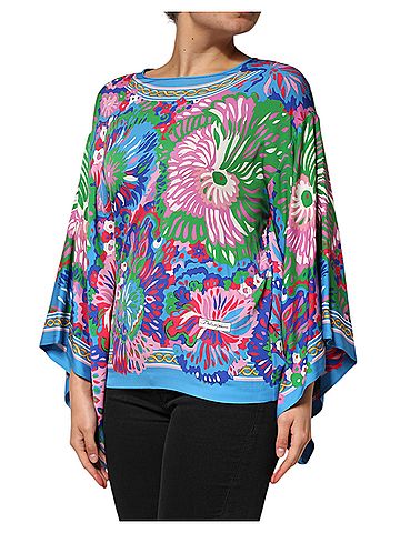 Dolce & Gabbana Basic Multicolor Floral Print Silk Tunic Blouse Women's Top (view 2)