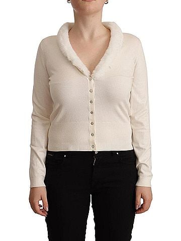 LIU JO White Viscose Long Sleeves Fur Shearling Women's Blouse (view 1)