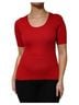 Dolce & Gabbana Basic 100% Silk Solid Red Red Round Neck Short Sleeves Pullover Women's Top Size XL - photo 1