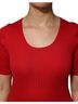 Dolce & Gabbana Basic 100% Silk Solid Red Red Round Neck Short Sleeves Pullover Women's Top Size XL - photo 4