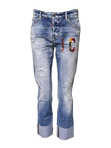Dsquared2 Blue Washed Cotton Mid Waist Skinny Denim Women's Jeans (view 1)