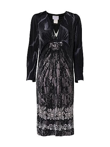 Roberto Cavalli Black Floral Viscose Sheath Midi Women's Dress (view 1)