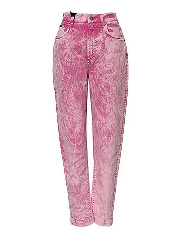 Dolce & Gabbana Basic Pink Tie Dye High Waist Tapered Denim Women's Jeans (view 1)
