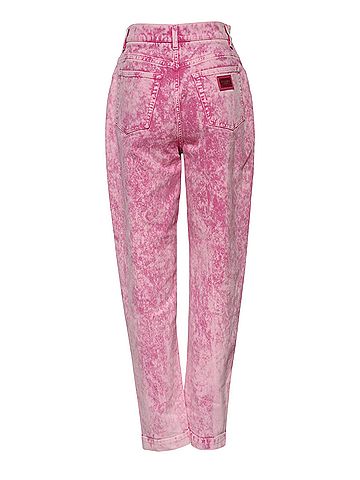 Dolce & Gabbana Basic Pink Tie Dye High Waist Tapered Denim Women's Jeans (view 2)