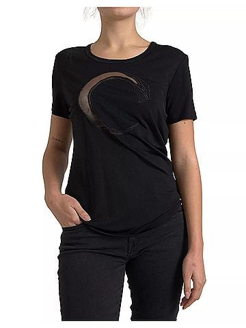 Roberto Cavalli Black Viscose Round Neck CLASS Women's T-shirt (view 1)