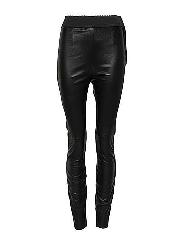 Dolce & Gabbana Basic Black Leather Elastic Waist Women's Pants (view 1)