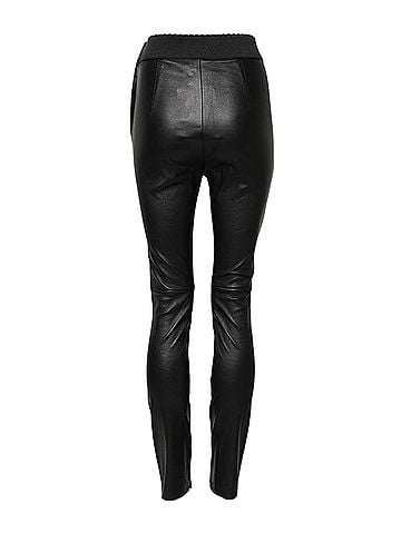Dolce & Gabbana Basic Black Leather Elastic Waist Women's Pants (view 2)