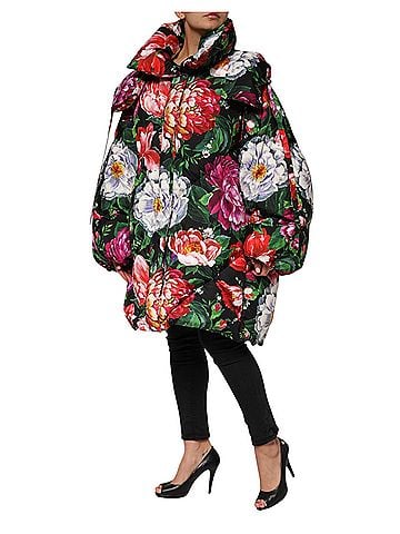 Dolce & Gabbana Basic Multicolor Floral Hooded Puffer Coat Women's Jacket (view 2)