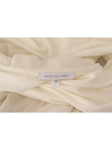 Patrizia Pepe Off White Silk Long Sleeves Deep Vneck Women's Top (view 2)