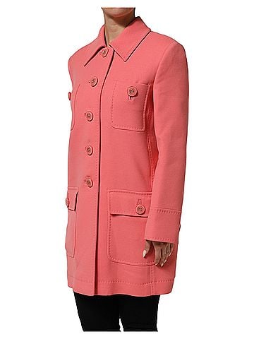 Dolce & Gabbana Basic Pink Buttoned Down Trench Coat Women's Jacket (view 2)