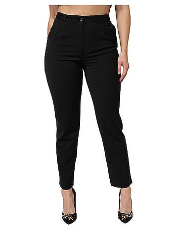 Dolce & Gabbana Basic Black High Waisted Tapered STAFF Women's Pants (view 1)