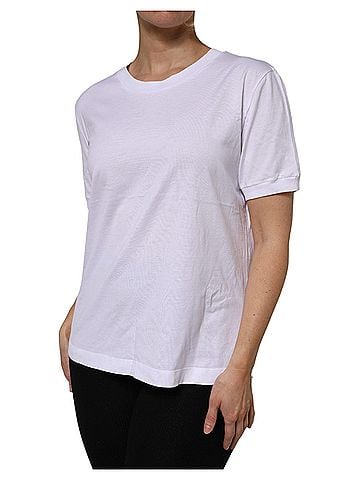Dolce & Gabbana Basic White Cotton Short Sleeve Round Neck Women's T-shirt (view 2)