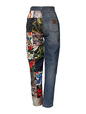 Dolce & Gabbana Basic Blue AMBER Patchwork High Waist Denim Women's Jeans (view 2)