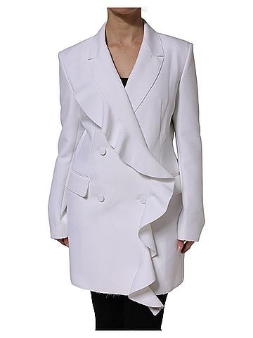 MSGM White Polyester Long Sleeves Ruffled Wrap Women's Jacket (view 1)