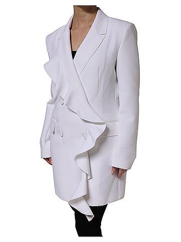 MSGM White Polyester Long Sleeves Ruffled Wrap Women's Jacket (view 2)
