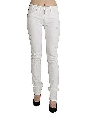Roberto Cavalli White Cotton Slim Fit Mid Waist Skinny Trouser Women's Jeans (view 1)