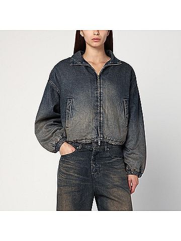 Diesel Women's De-Flower Jacket In Medium Blue With Faded Effect (view 1)
