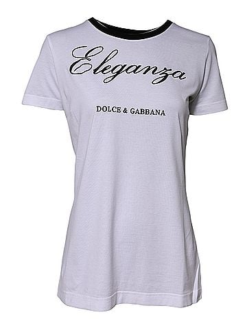 Dolce & Gabbana Basic White Eleganza Cotton Crew Neck Tee Women's T-shirt (view 1)