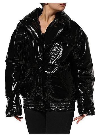 Dolce & Gabbana Basic Black Polyester Quilted Puffer Coat Women's Jacket (view 2)