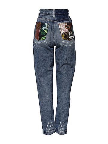 Dolce & Gabbana Basic Blue Cotton Tattered High Waist Denim Women's Jeans (view 2)