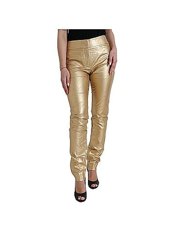 Dolce & Gabbana Basic Gold High Waist Skinny Women Metallic Women's Pants (view 1)