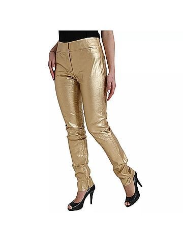 Dolce & Gabbana Basic Gold High Waist Skinny Women Metallic Women's Pants (view 2)