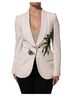 Dolce & Gabbana Basic 100% Wool Solid Tan Beige Embroidered Single Breasted Women's Jacket Size XS - photo 1