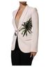 Dolce & Gabbana Basic 100% Wool Solid Tan Beige Embroidered Single Breasted Women's Jacket Size XS - photo 2