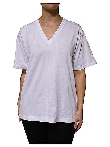 Dolce & Gabbana Basic White Cotton Short Sleeves V-neck Women's T-shirt (view 1)