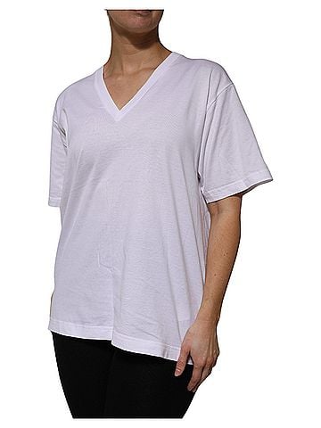 Dolce & Gabbana Basic White Cotton Short Sleeves V-neck Women's T-shirt (view 2)