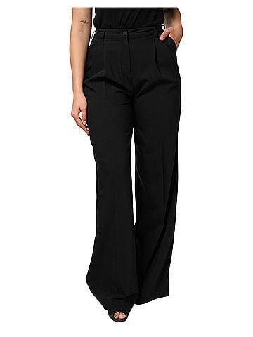 Dolce & Gabbana Basic Black Wool High Waist Wide Leg Women's Pants (view 1)