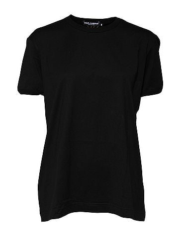 Dolce & Gabbana Basic Black Cotton Goodluck Tee Crew Neck Women's T-shirt (view 1)