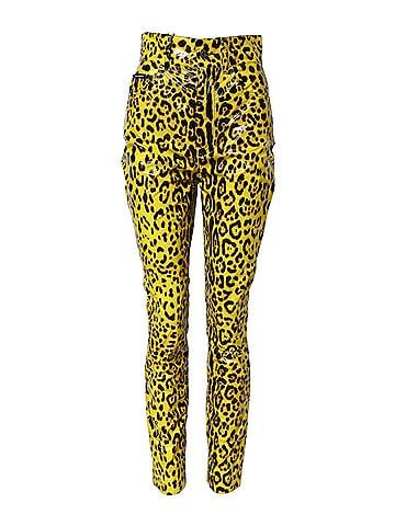 Dolce & Gabbana Basic Yellow Leopard High Waist Slim Women's Pants (view 1)