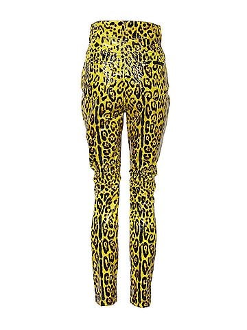 Dolce & Gabbana Basic Yellow Leopard High Waist Slim Women's Pants (view 2)