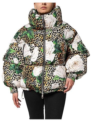Dolce & Gabbana Basic Multicolor Leopard Rose Puffer Quilted Women's Jacket (view 1)