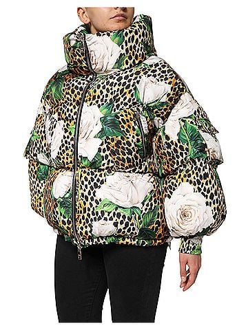 Dolce & Gabbana Basic Multicolor Leopard Rose Puffer Quilted Women's Jacket (view 2)