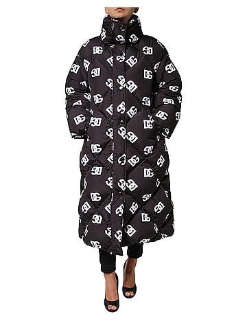 Dolce & Gabbana Basic Black DG Mania Puffer Quilted Long Coat Women's Jacket (view 1)