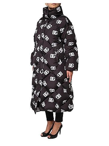 Dolce & Gabbana Basic Black DG Mania Puffer Quilted Long Coat Women's Jacket (view 2)