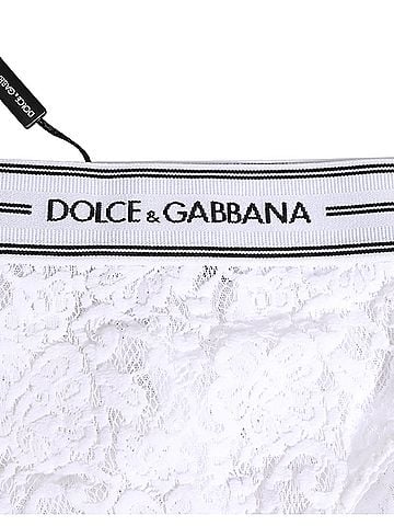 Dolce & Gabbana Basic White Lace Slip Brief Logo Waistband Women's Underwear (view 2)