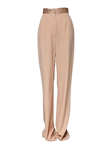 Dolce & Gabbana Basic Beige Polyester Mid Waist Tapered Women's Pants (view 1)