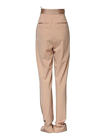 Dolce & Gabbana Basic Beige Polyester Mid Waist Tapered Women's Pants (view 2)