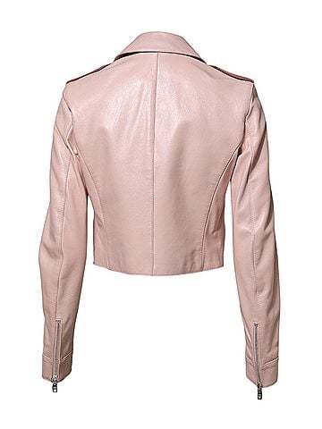 Dolce & Gabbana Basic Light Pink Collar Leather Women Biker Women's Jacket (view 2)