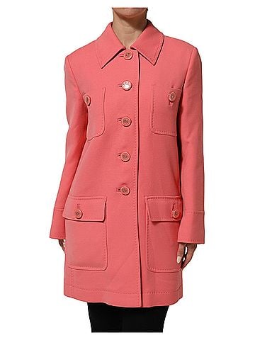 Dolce & Gabbana Basic Pink Buttoned Down Trench Coat Women's Jacket (view 1)