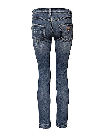 Dolce & Gabbana Basic Blue PRETTY Tattered Skinny Denim Women's Jeans (view 2)