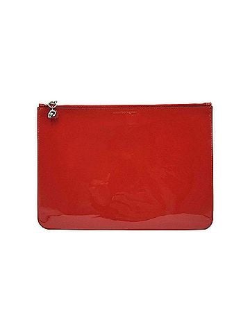 Alexander McQueen Women's Red Charm Patent Leather Silver Skull Large Pouch (view 1)
