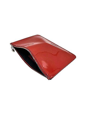 Alexander McQueen Women's Red Charm Patent Leather Silver Skull Large Pouch (view 2)